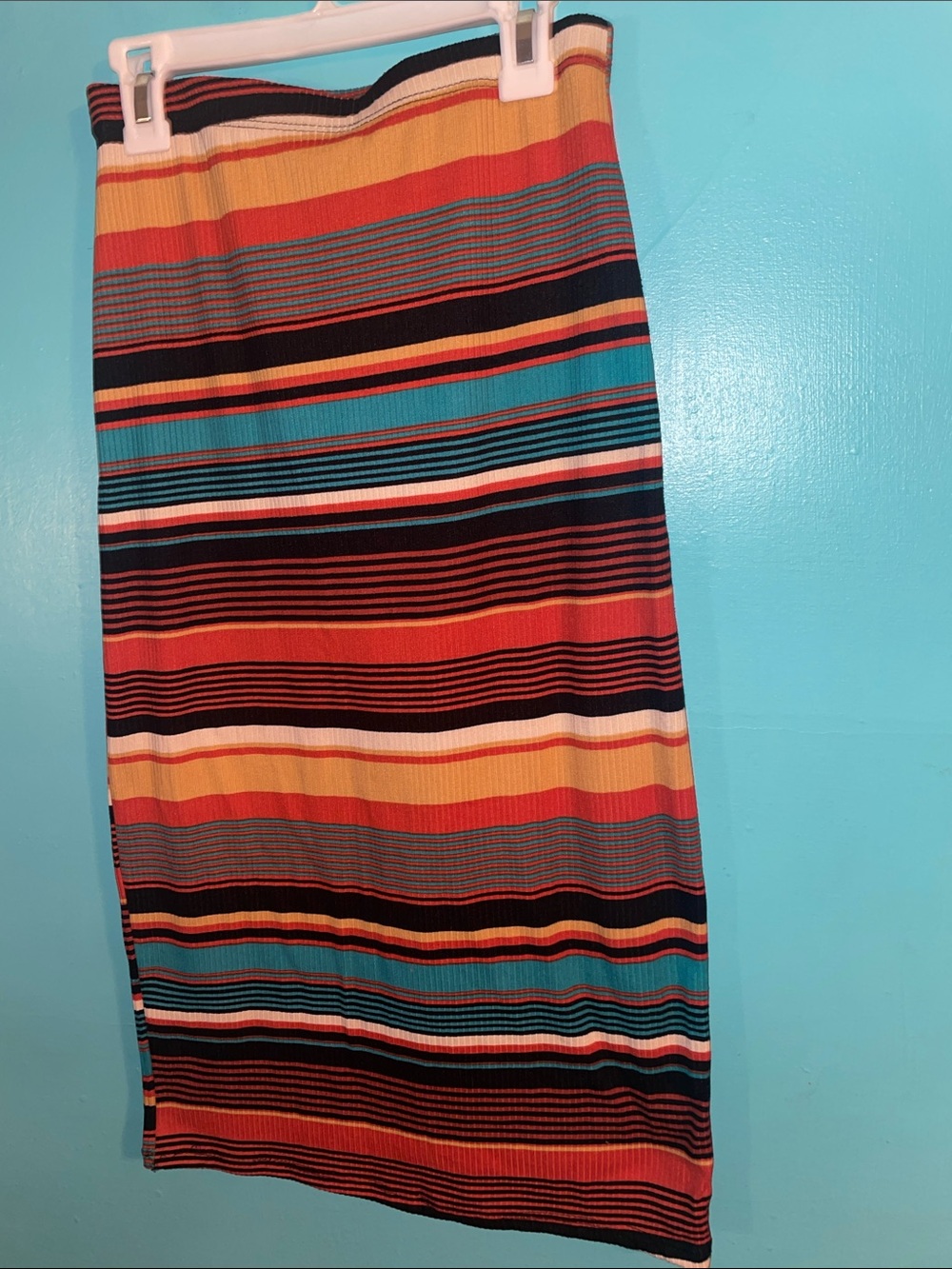 Tiered Multicolor Stripe Midi Skirt set size medium
